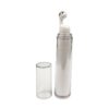 10ml Airless Roller Bottle – HDPE Plastic – Serum Dispenser – Metallic Massage Ball  – Solid White – Clear Cap - Airless packaging