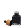 15ml Square Black Glass Bottle – With Bamboo Collared Pipette (24mm Neck) - Packaging