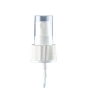 28mm Atomiser Closure – HDPE Plastic – Metal Spring – Fits 28mm Neck Size – Solid White – Clear Cap - Closures for Bottles