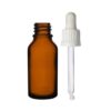 30ml Amber Glass Bottle (18mm Neck Size) – White Tip Pipette – Glass Dropper Closure - Bottles