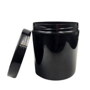 500g Rome Jar – PP Plastic – Solid Black – PP Plastic Screw Closure with Shive - Jars